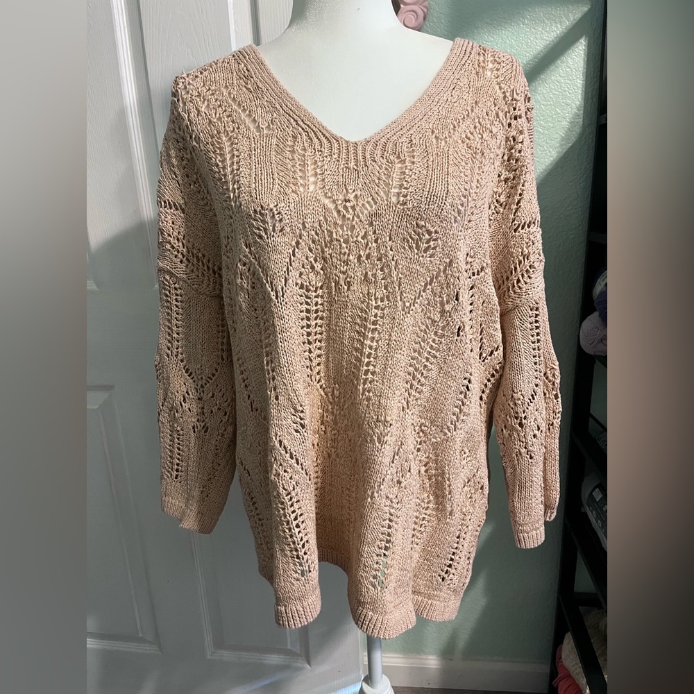J. Jill Women's Light Tan V-Neck Sweater